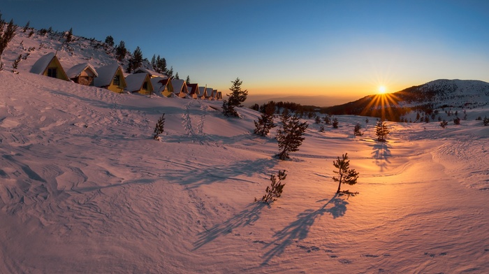 snow, sunrise