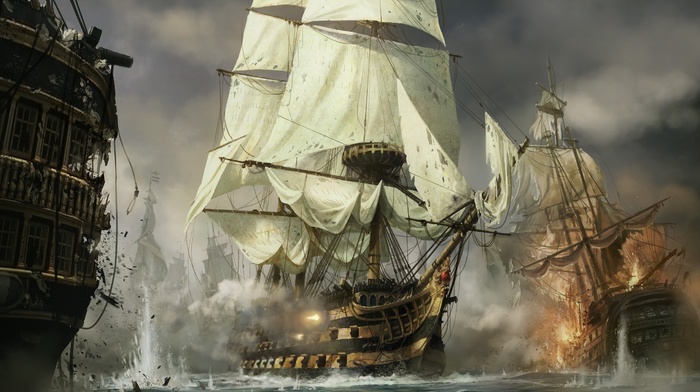 war, sailing ship, ship, concept art, Napoleon Total War, video games