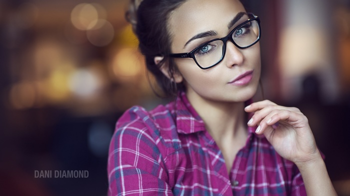 girl, girl with glasses, face, portrait, Dani Diamond