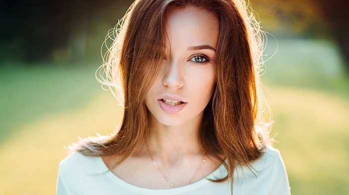 face, portrait, auburn hair, closeup, girl