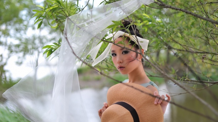 girl, model, Asian, girl outdoors, brunette