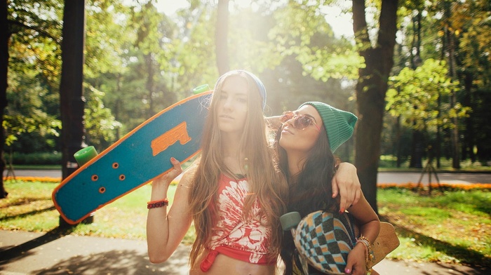 girl with glasses, girl, skateboard