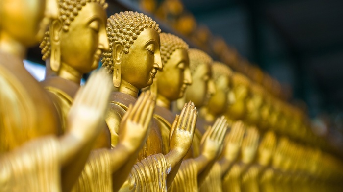 Buddha, macro, blurred, gold, photography, depth of field