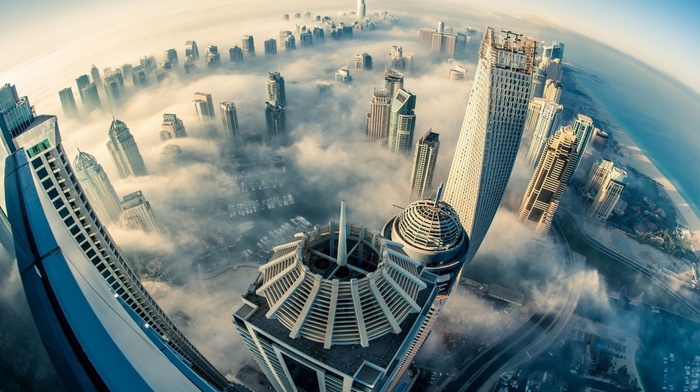 clouds, Dubai, heights, sky lanterns, photography, city, skyscraper