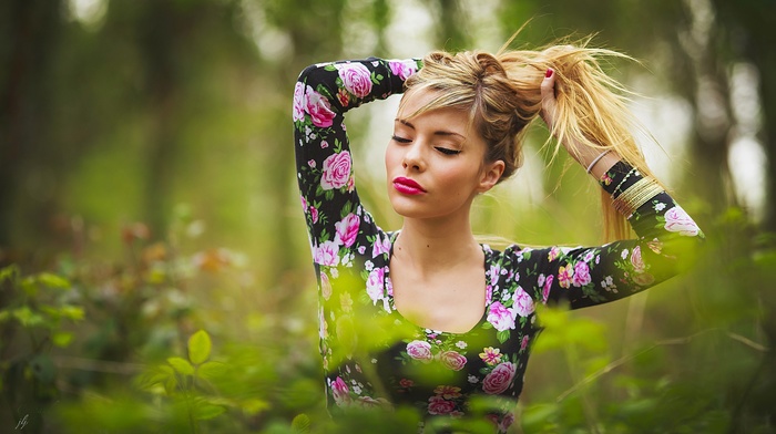 eyeliner, colorful, model, blonde, girl