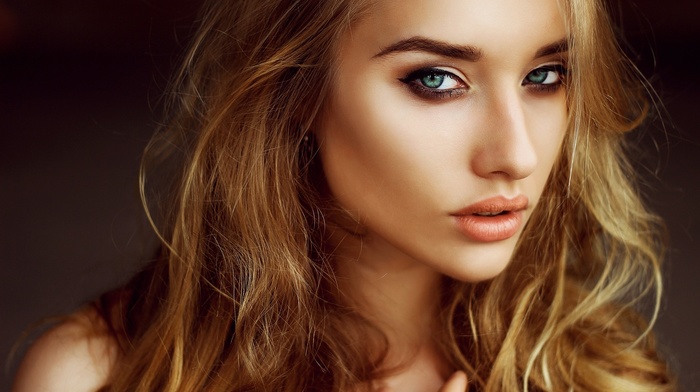 girl, face, blonde, blue eyes, long hair