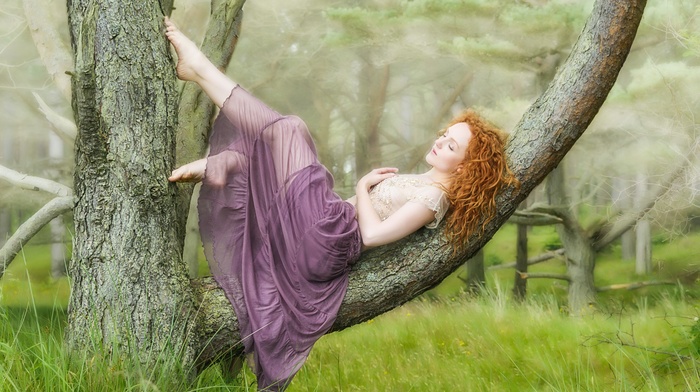 model, girl, redhead, girl outdoors
