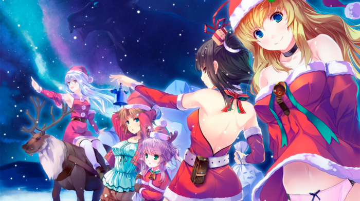 anime, Christmas, anime girls