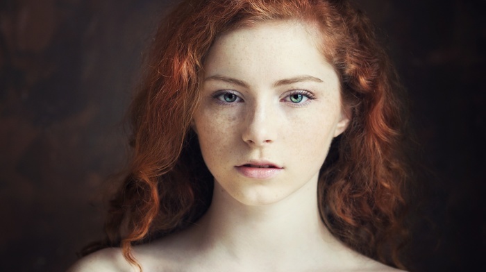 girl, eyes, model, portrait, face, freckles, redhead, green eyes