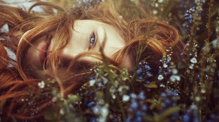 auburn hair, nature, face, redhead, girl, model