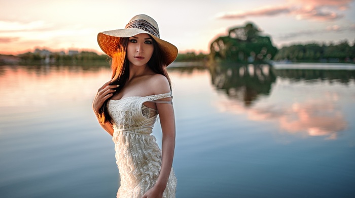 brunette, girl, curvy girl, girl outdoors, model, Georgiy Chernyadyev