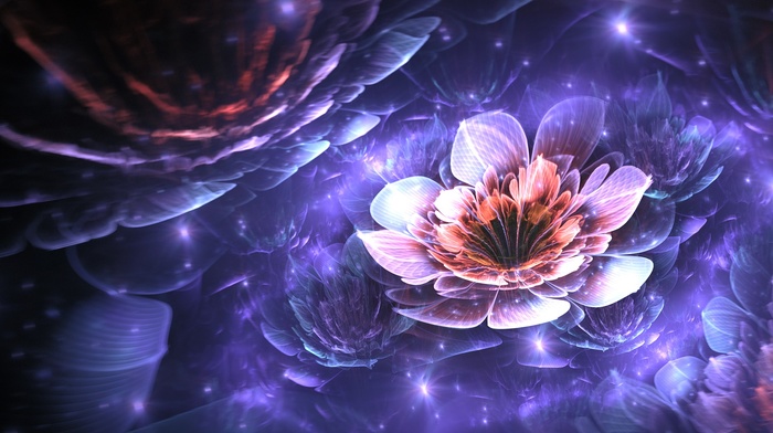 Apophysis, digital art, abstract, flowers, 3D, fractal, fractal flowers