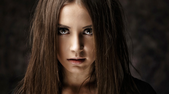 Xenia Kokoreva, model, russian, face, brunette, long hair, open mouth, portrait, girl, looking at viewer