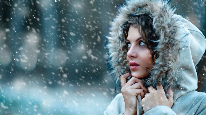 snow, model, girl outdoors, girl