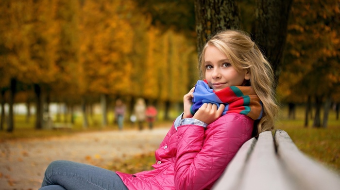 blonde, girl, park