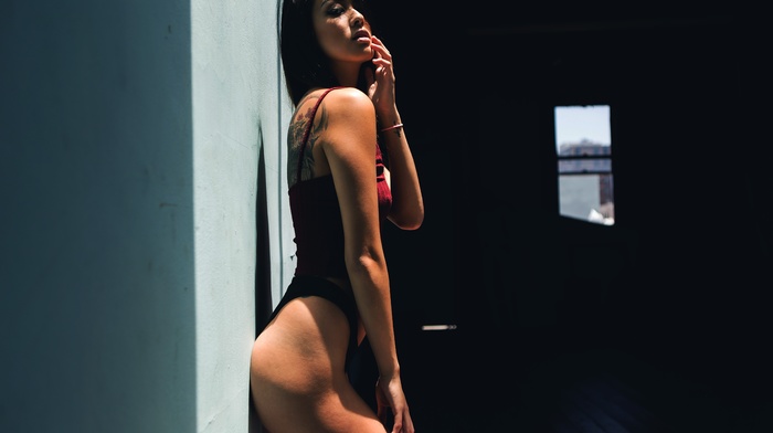 girl, ass, tattoo, lingerie