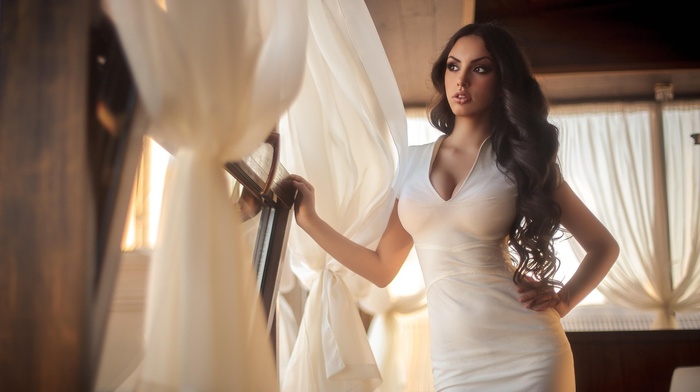 curvy girl, white dress, dress, girl