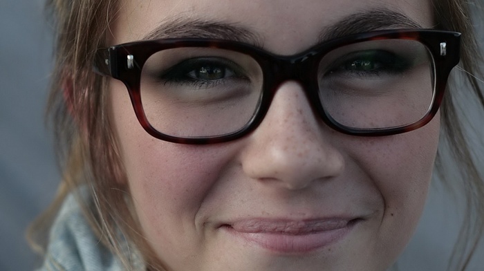 portrait, face, girl, girl with glasses