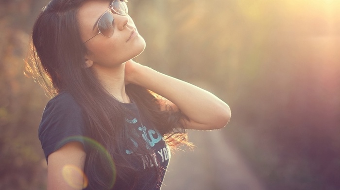 girl with glasses, brunette, model, girl outdoors, girl, face