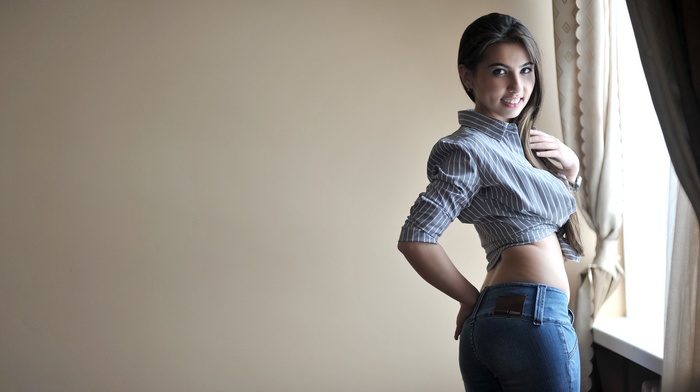 girl, walls, jeans