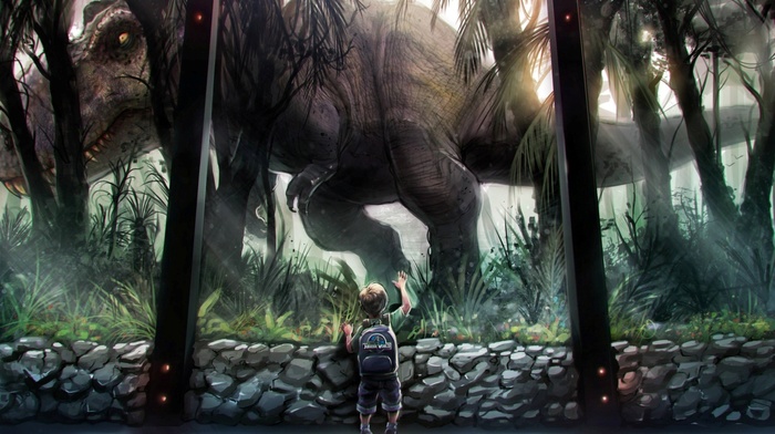 dinosaurs, children, artwork, Jurassic World, fantasy art
