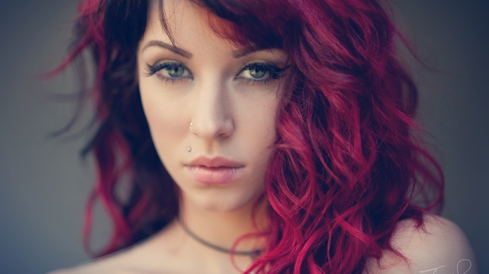 portrait, girl, Emma Howes, piercing, Jack Russell, Rouge Suicide, pierced nose, redhead, face