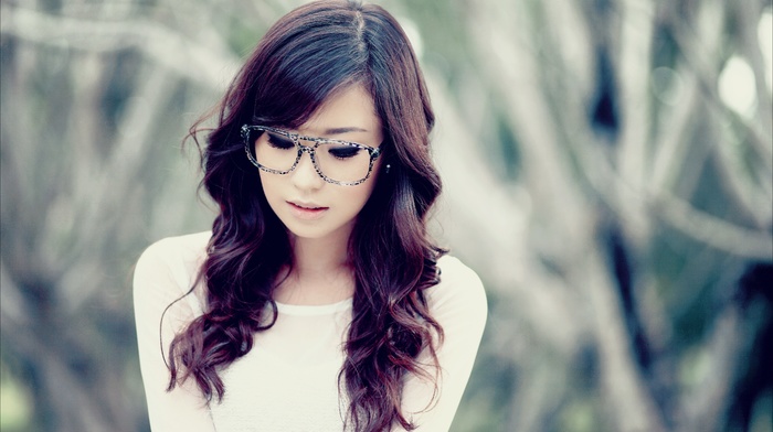 Asian, girl, portrait, face, girl with glasses