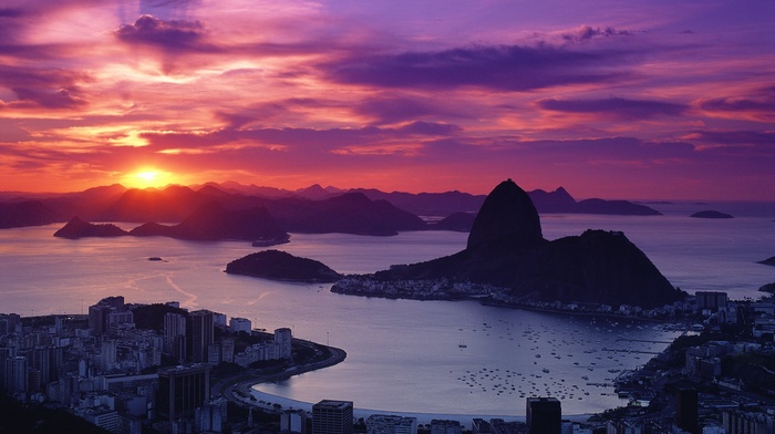 cityscape, sunset, Rio de Janeiro