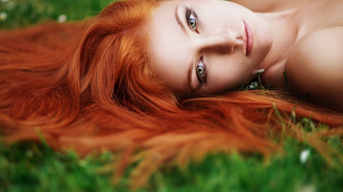 girl, portrait, redhead, face