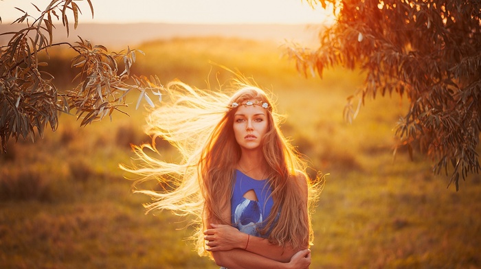 girl, face, nature, portrait, blonde