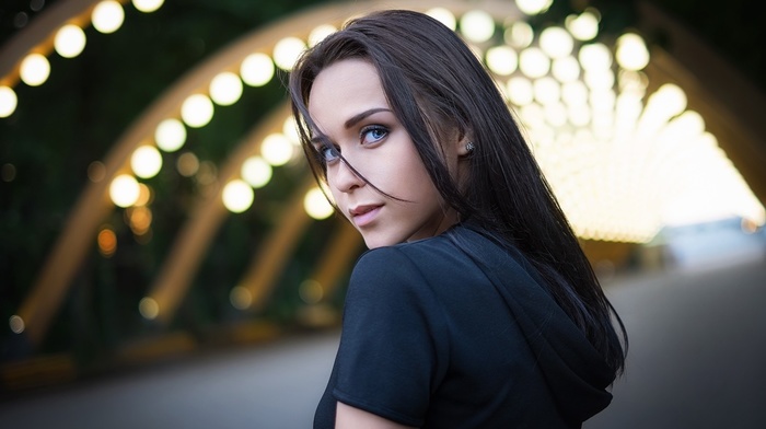 portrait, face, blue eyes, girl