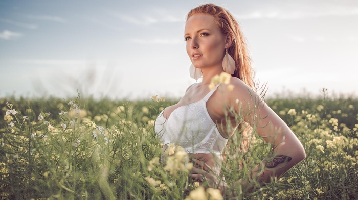 bra, redhead, face, girl, portrait