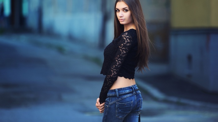 jeans, model, girl, road