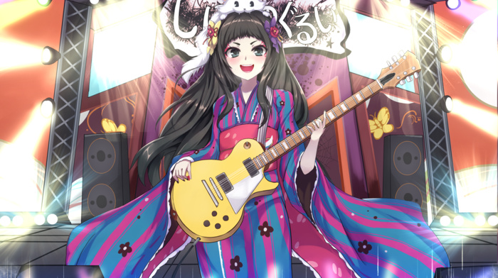 kimono, guitar, anime girls