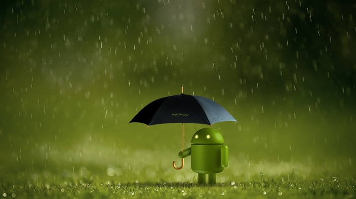 technology, rain, Android operating system, umbrella