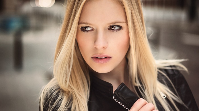 portrait, blonde, girl, face