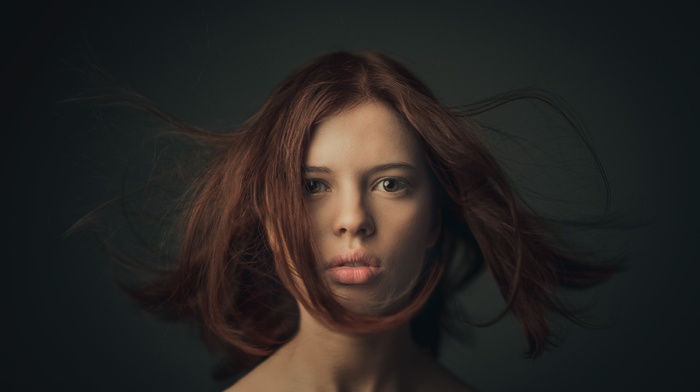 portrait, redhead, face, girl