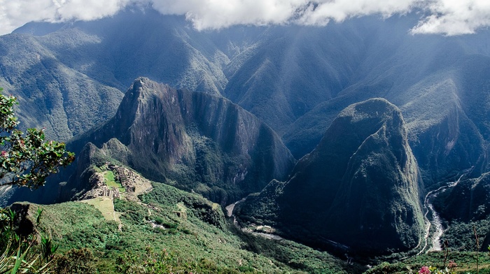 mountain, Machu Picchu, clouds, Peru