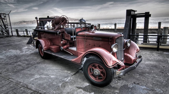 old car, fire fighter, car