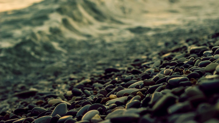 waves, coast, stones, blurred, sea