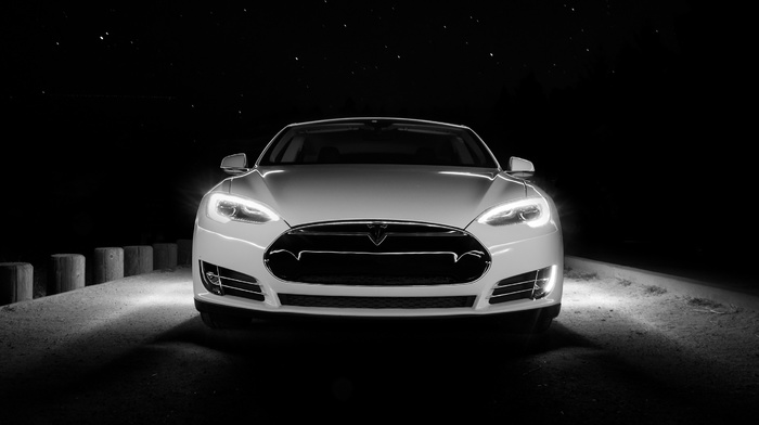 car, Tesla S, night