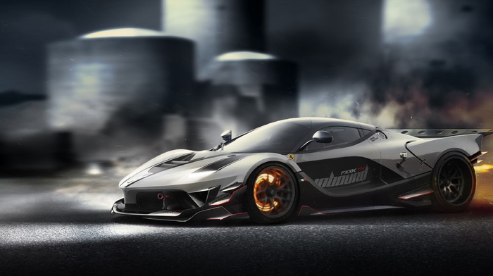 motion blur, car, Ferrari FXXK