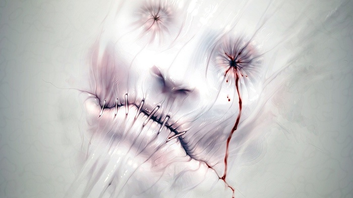 nose, horror, blood, artwork, creepy, digital art, white background, face
