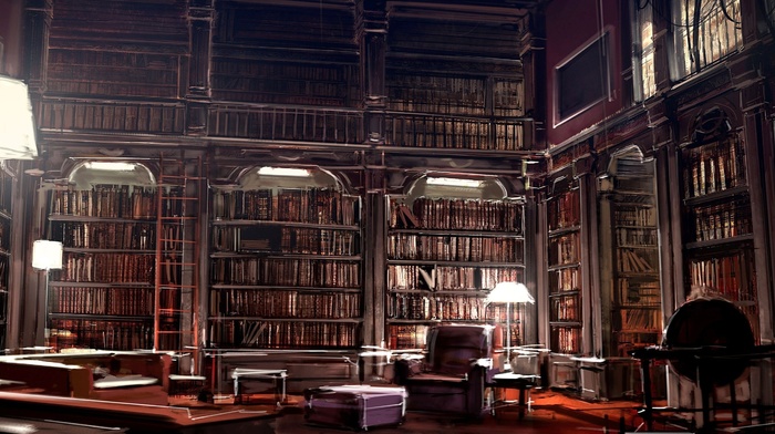 literature, books, artwork, digital art, library