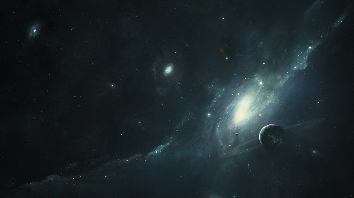 galaxy, space, space art, planet, stars