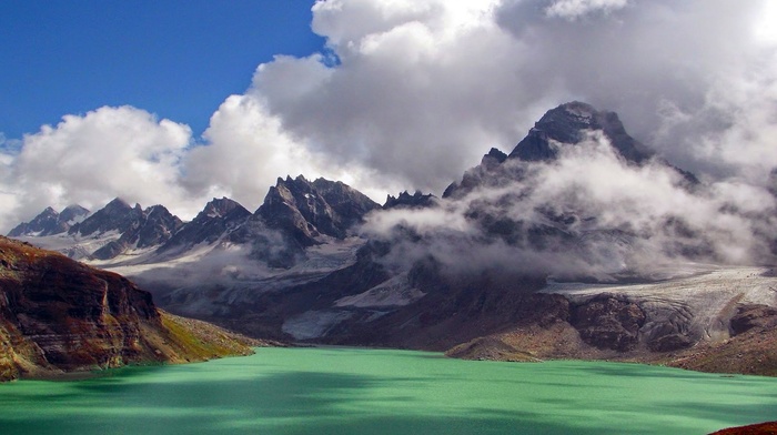 clouds, summer, water, nature, green, mountain, Pakistan, landscape, Himalayas, lake