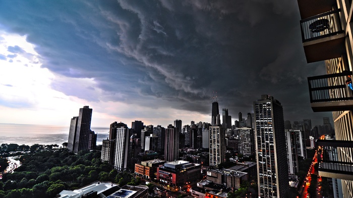 clouds, HDR, cityscape, Chicago