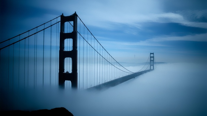 bridge, urban, san francisco, golden gate bridge, mist