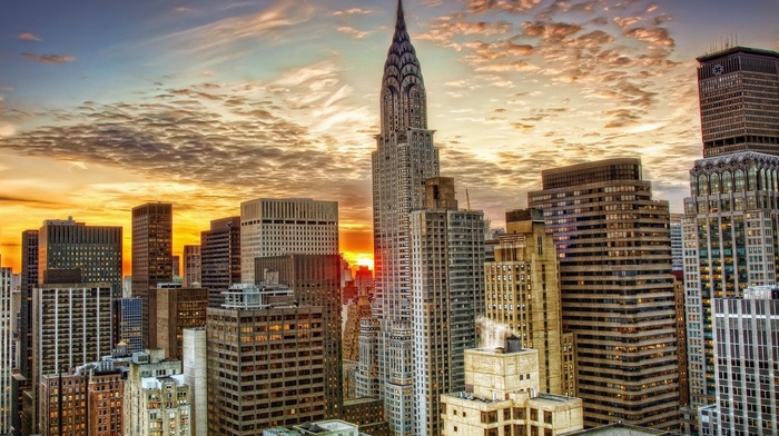 skyscraper, urban, sunset, empire state building, city, cityscape, New York City