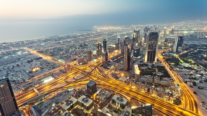 light trails, urban, road, city, Dubai, cityscape
